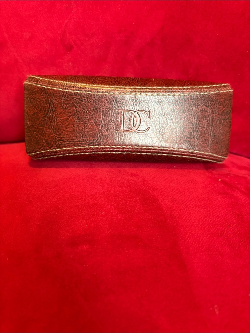 DC Brown Textured Leather Sunglass Case